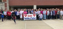 SFT members are joined by parents, board members and administrators demanding fair funding.